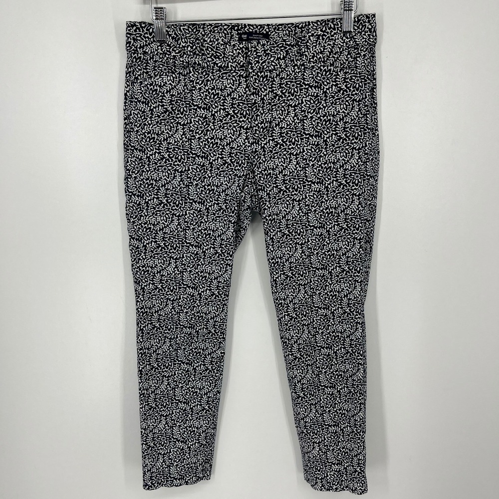 Gap Slim City Crop Pants 8R Navy Blue White Floral Medallion Stretch Cotton
